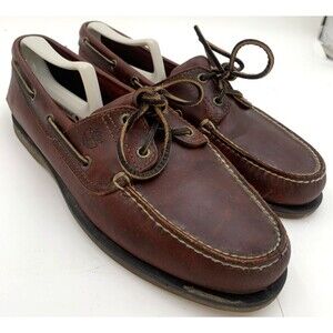 Timberland Classic 2-Eye Mens Size 10.5M Boat Shoes Hand Sewn DarkBrown Leather